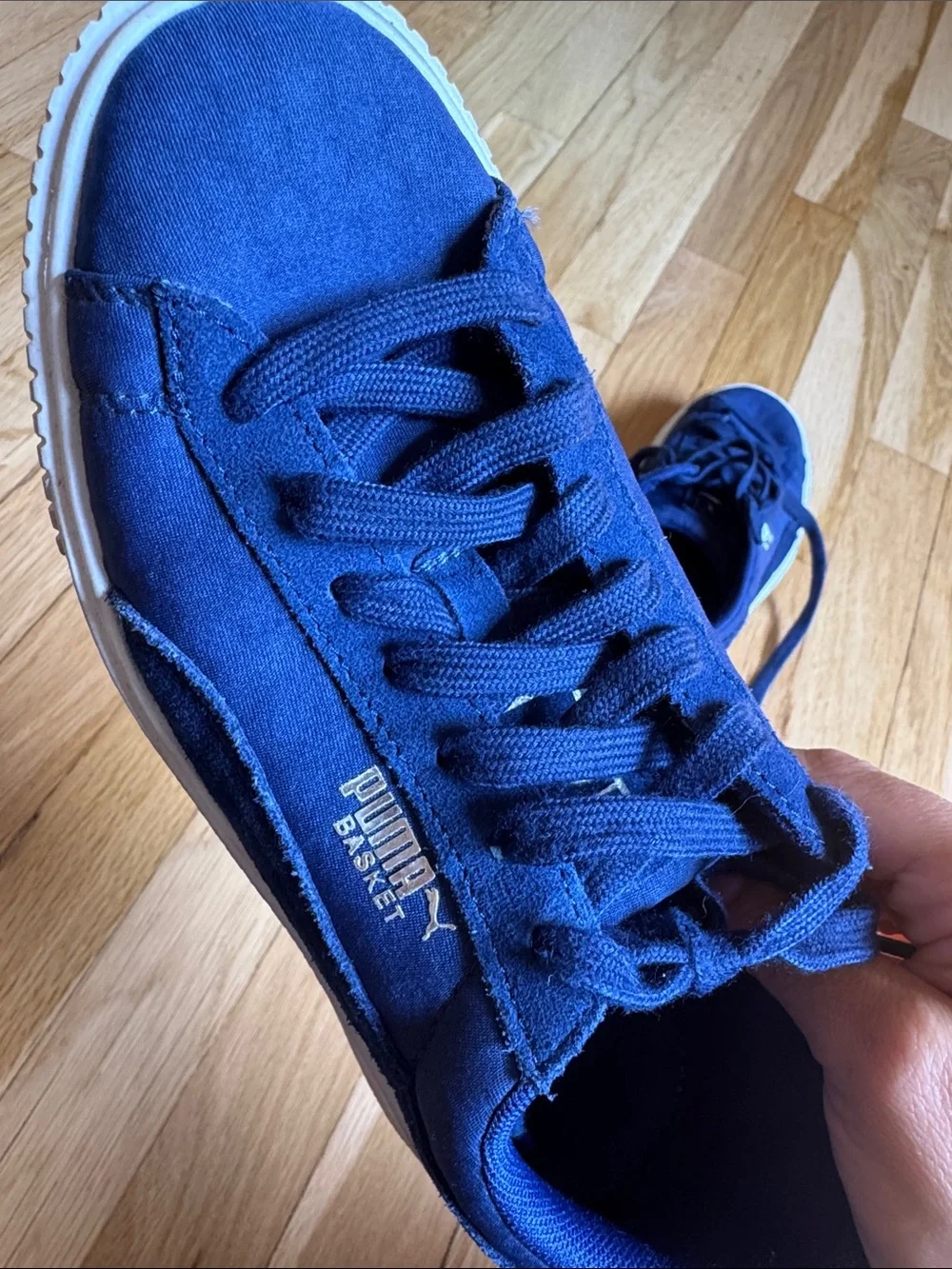 Puma Blue Suede Sneakers with White Sole